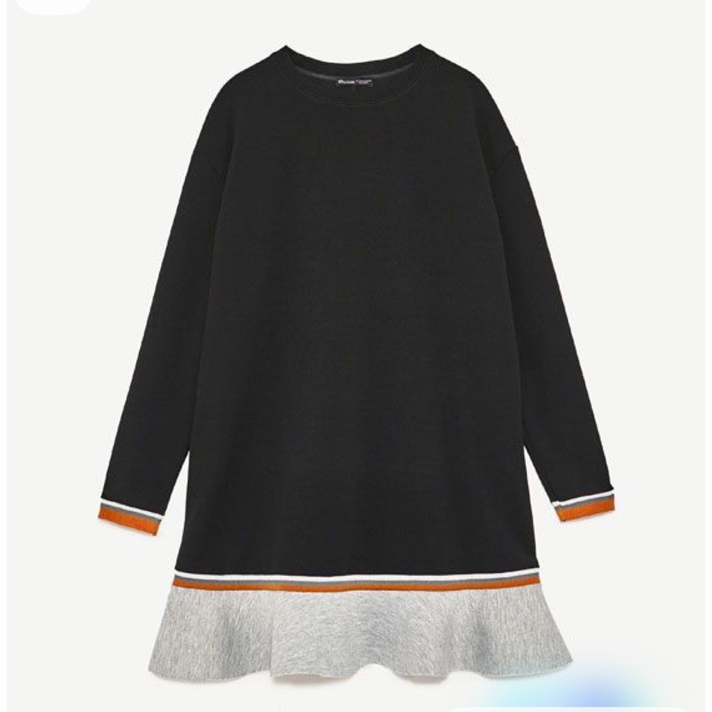 Zara Black and Gray Dress with Orange Accents